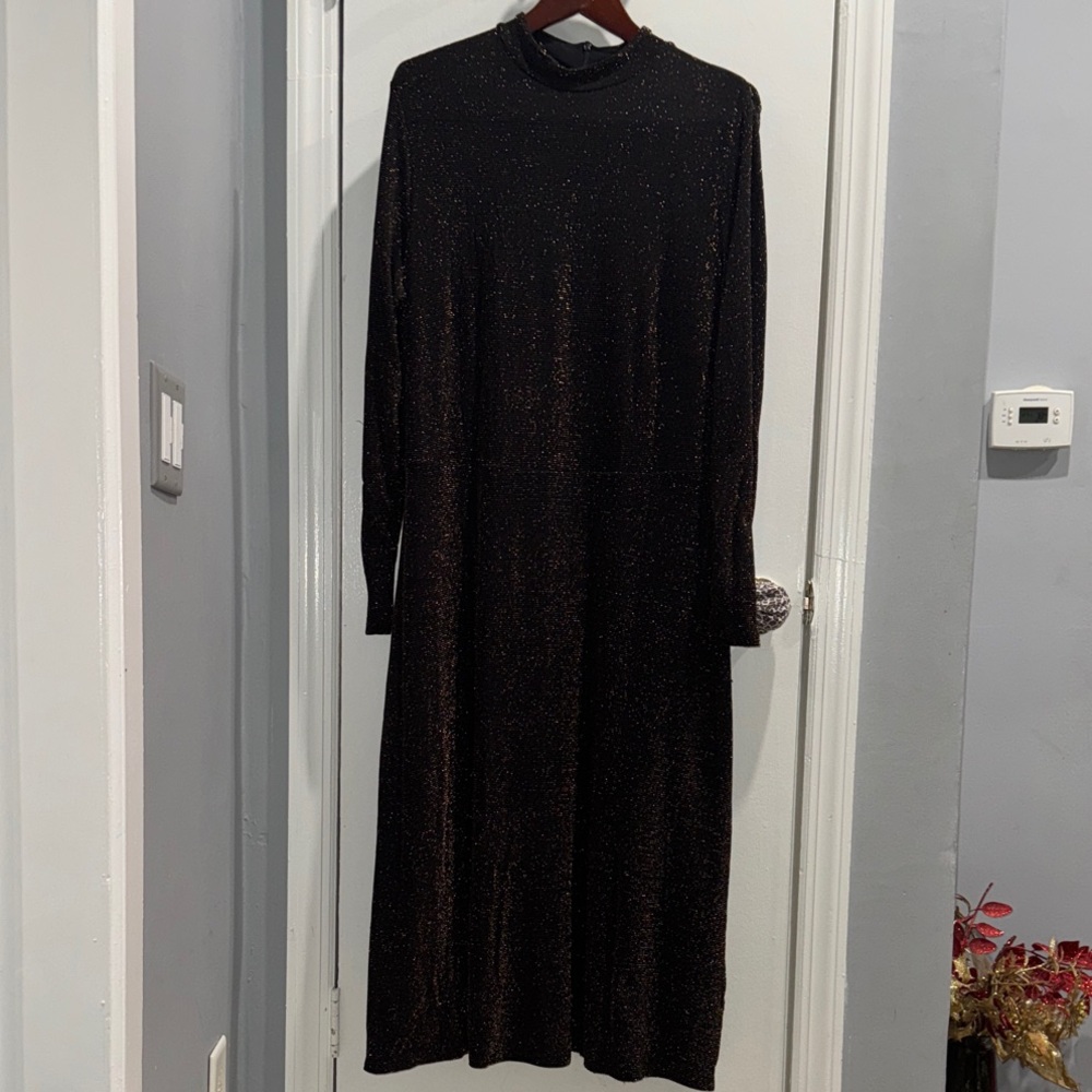 H&M Black Shimmer Long Sleeve Dress
